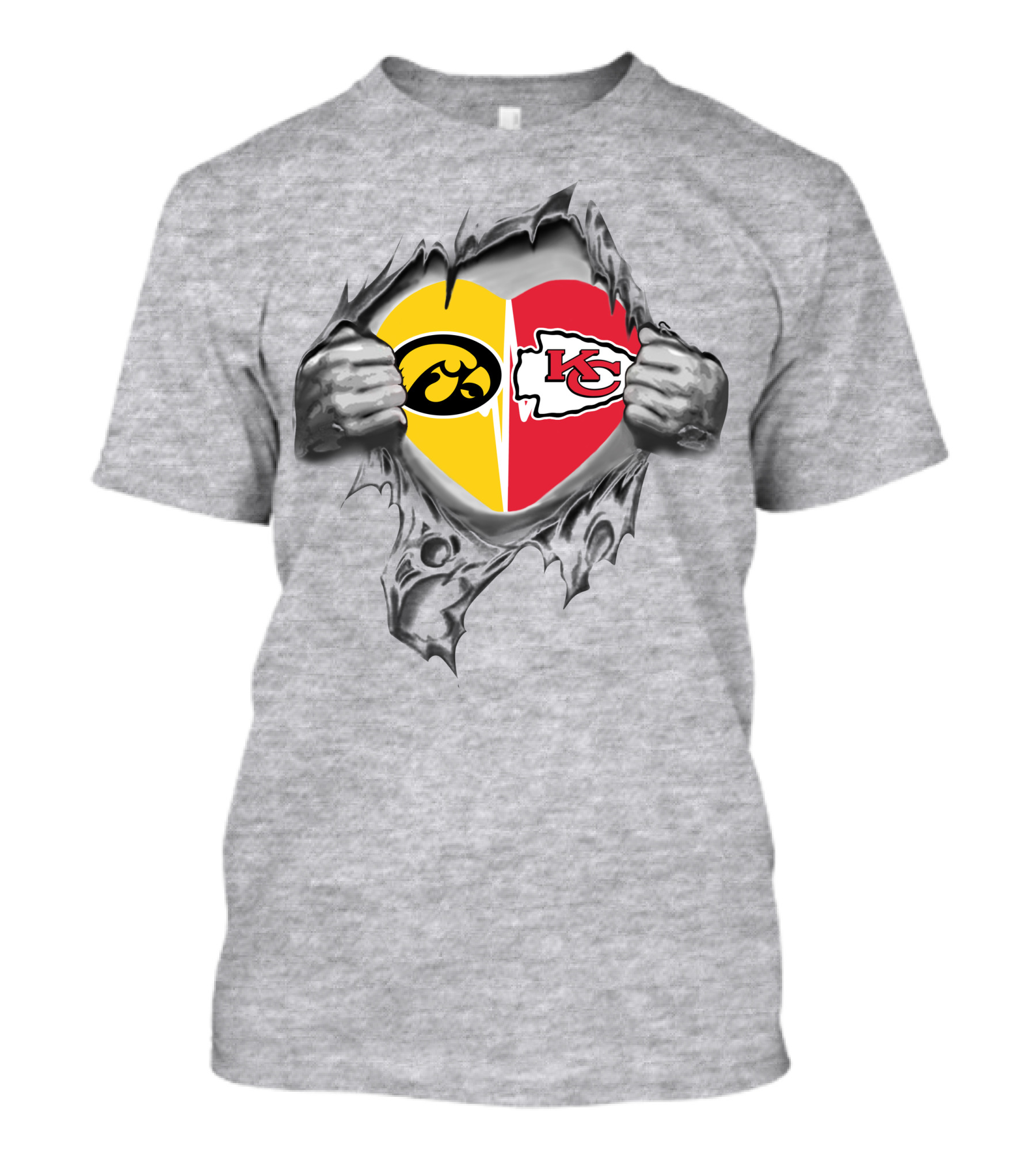 Chiefs Iowa Heart Torn Open KC Hawkeye Love T-Shirt