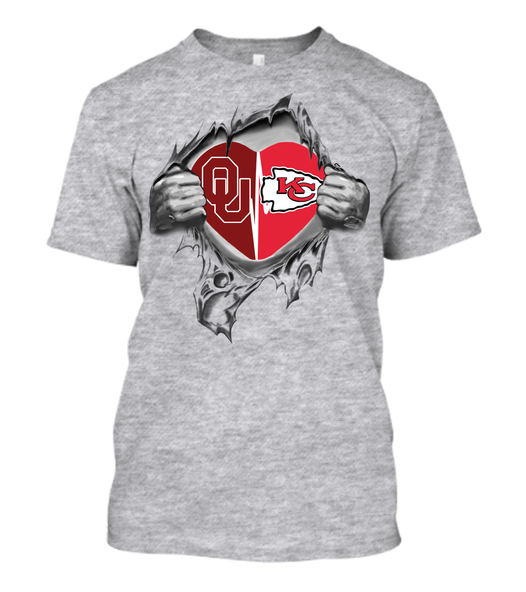 Chiefs Sooners OU KC Heart T-Shirt