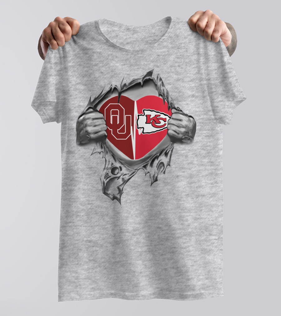 Chiefs Sooners OU KC Heart T-Shirt