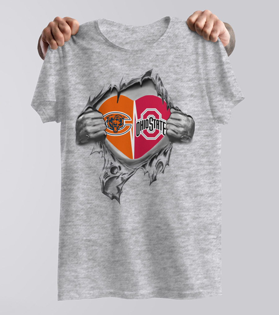 Chicago Bears Ohio State Buckeyes Heart Rip T-Shirt