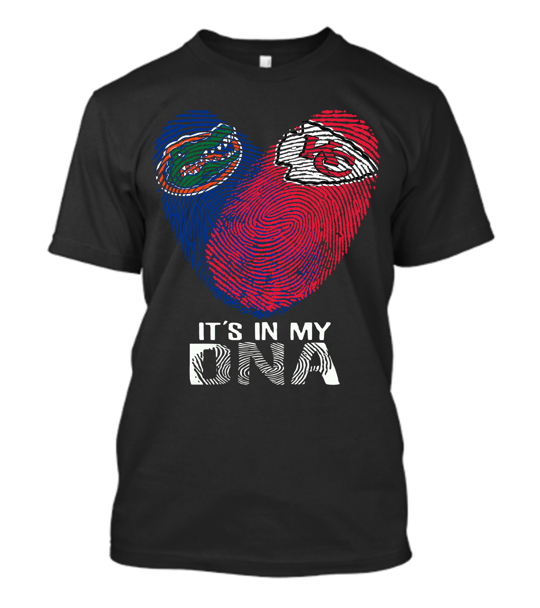 It's In My DNA Gators Chiefs Fingerprint Heart T-Shirt