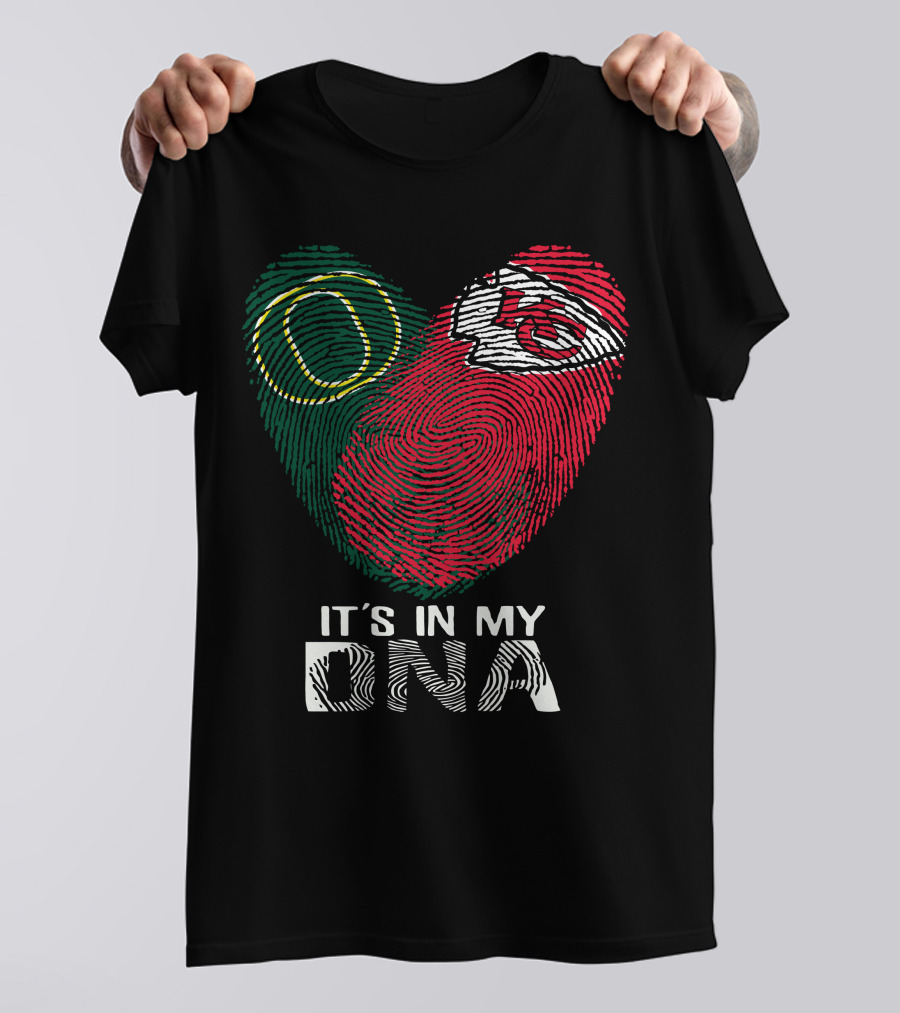 Oregon Ducks Kansas City Chiefs Fingerprint It's In My DNA T-Shirt