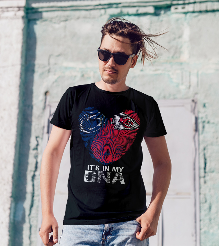 Penn State Nittany Lions And Chiefs It's In My DNA Fingerprint Heart T-Shirt