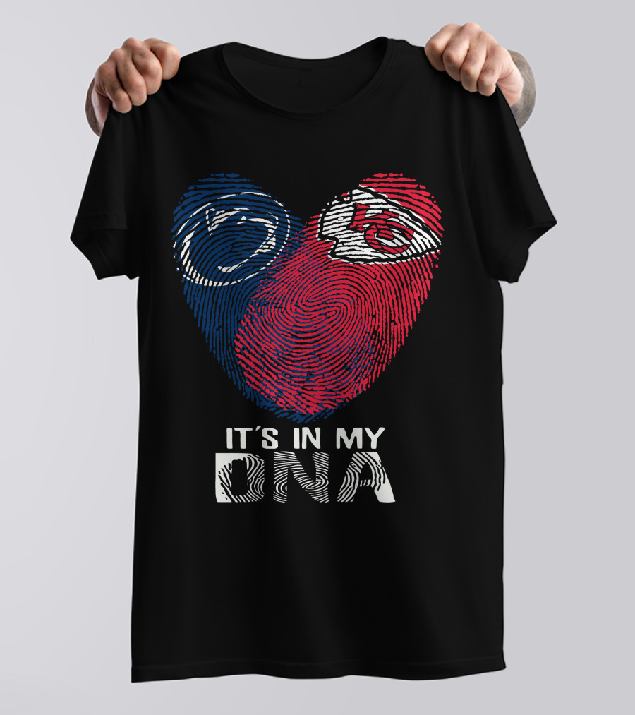 Penn State Nittany Lions And Chiefs It's In My DNA Fingerprint Heart T-Shirt