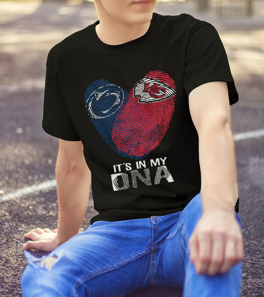 Penn State Nittany Lions And Chiefs It's In My DNA Fingerprint Heart T-Shirt