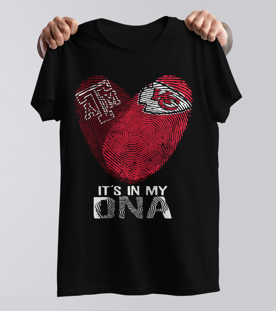 Texas A&M Aggies Chiefs It's In My DNA Fingerprint Heart T-Shirt