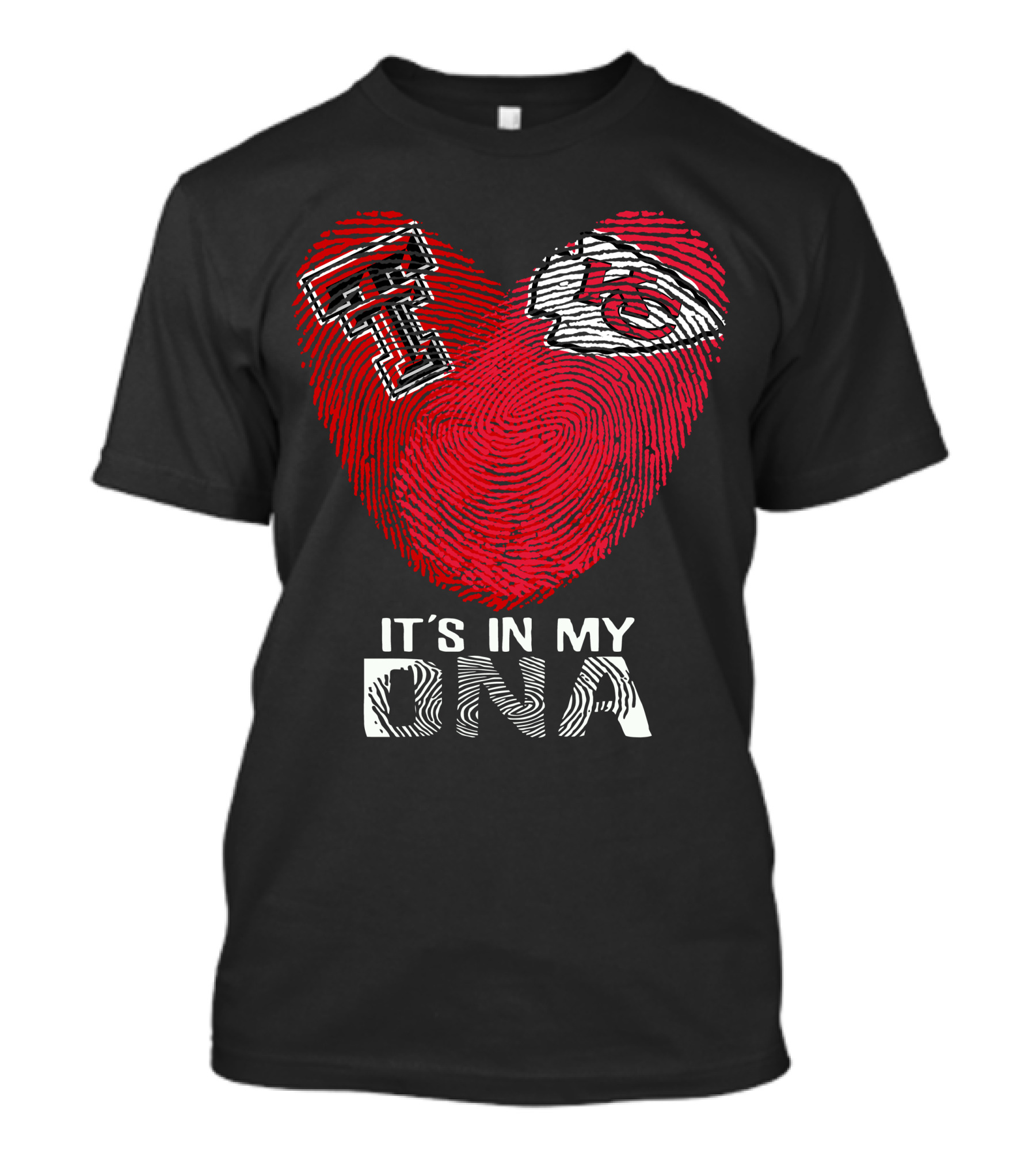 Texas Tech Chiefs It's In My DNA Fingerprint Heart T-Shirt