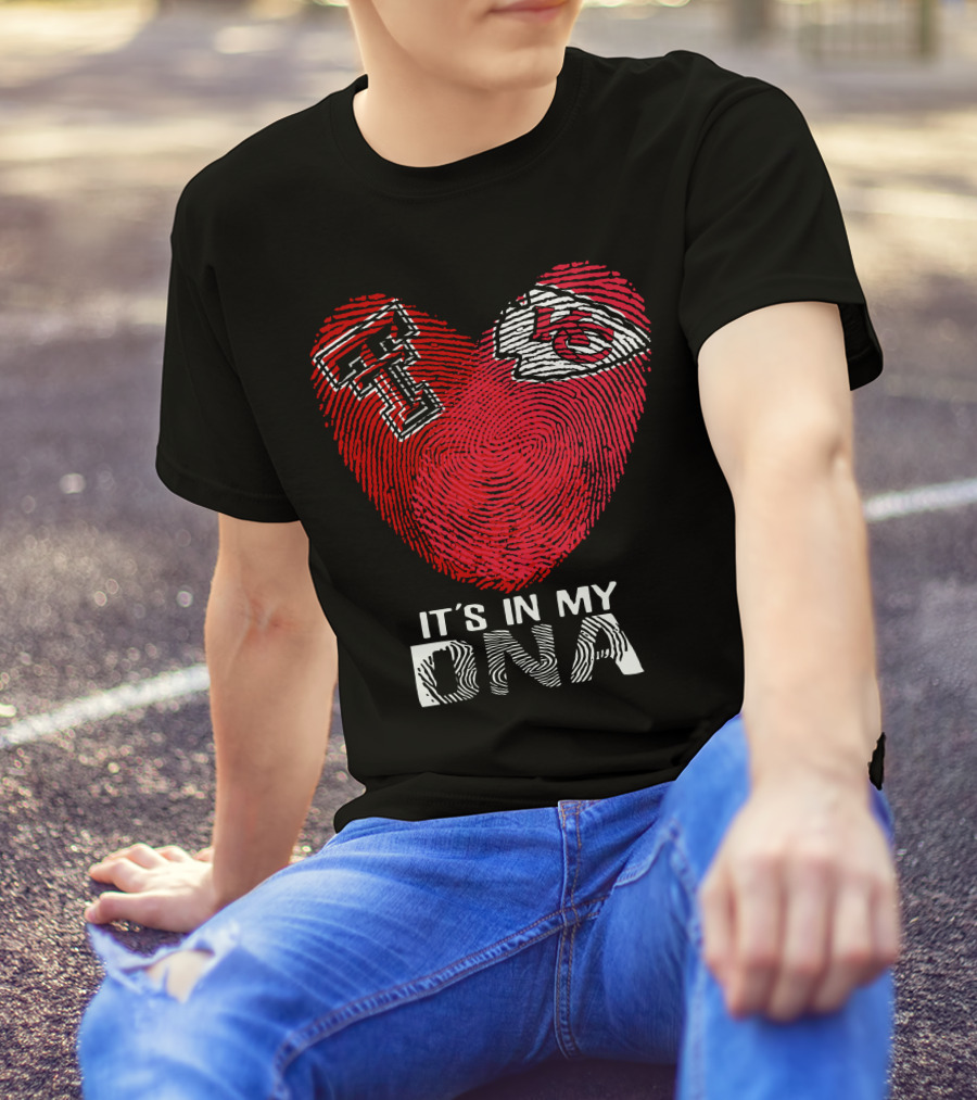 Texas Tech Chiefs It's In My DNA Fingerprint Heart T-Shirt