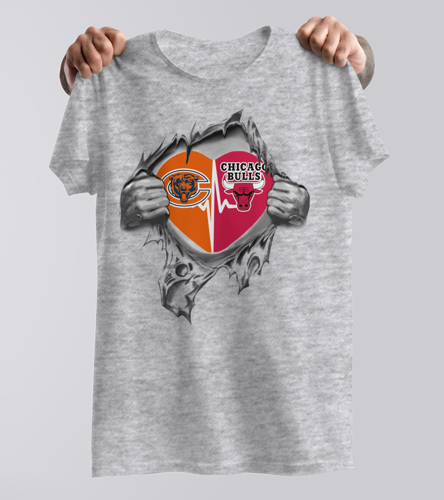 Chicago Bears Bulls Heart T-Shirt