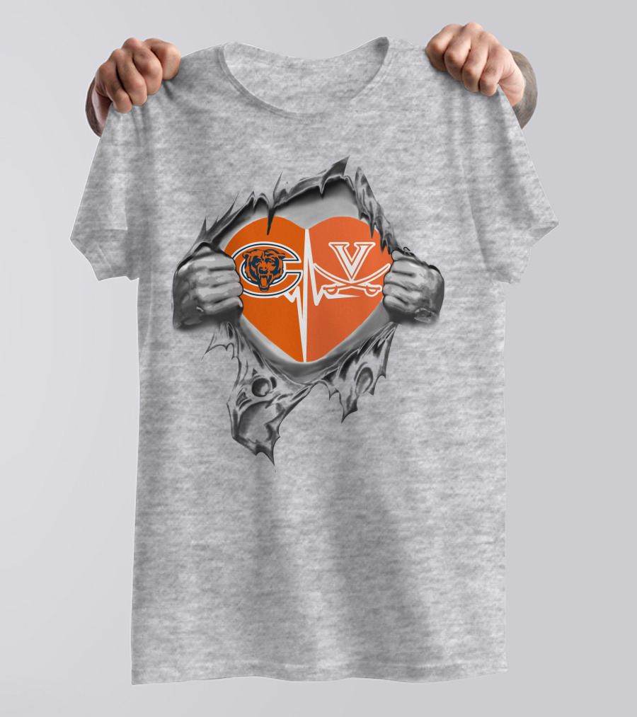 Bears Cavaliers Heartbeat Orange Heart T-Shirt