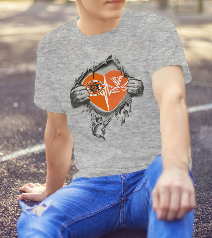Bears Cavaliers Heartbeat Orange Heart T-Shirt