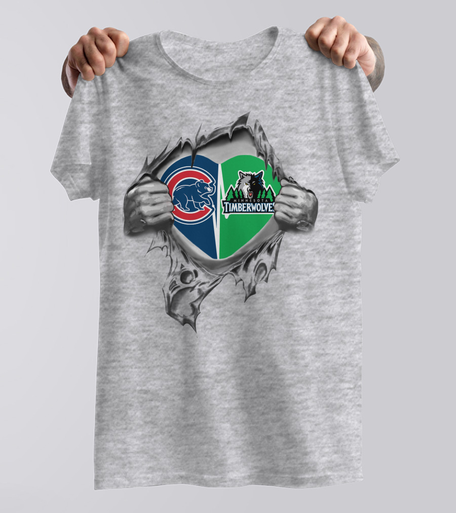Cub Timberwolves Heart Chicago Minnesota Team Pride T-Shirt