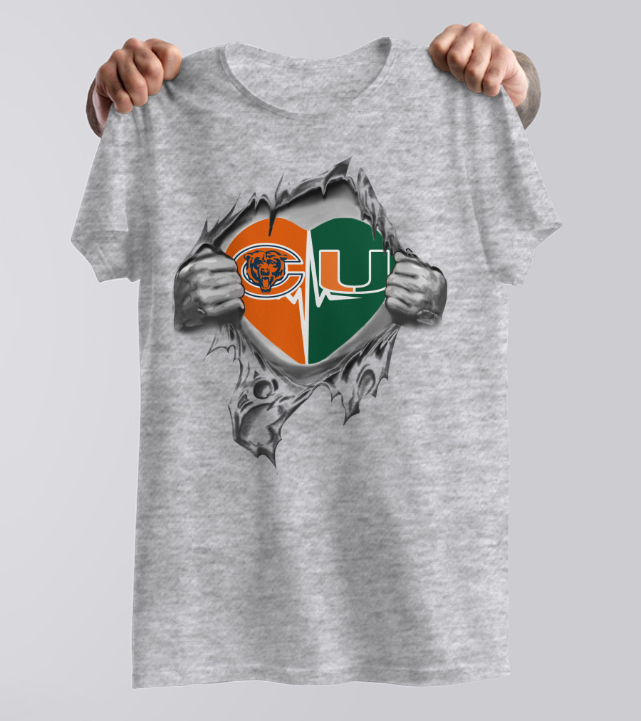 Bears Hurricanes Heart Logo Combination T-Shirt