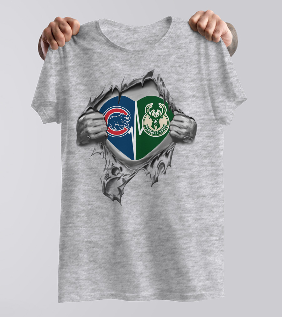 Cubs Bucks Heart With Chicago And Milwaukee Sports T-Shirt