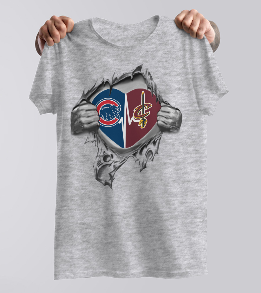 Cubs Cleveland Cavaliers Heartbeat Passion T-Shirt