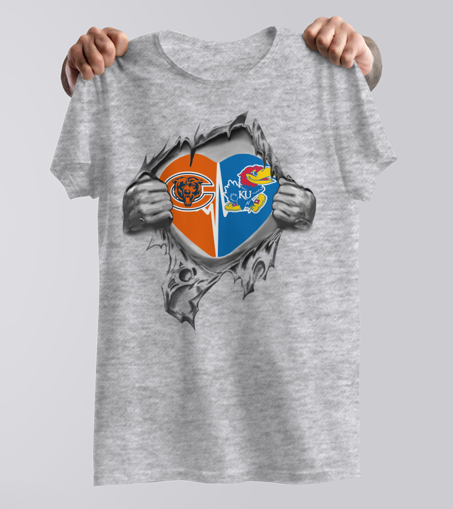Bears Kansas Jayhawks Heart Logo Emblem T-Shirt