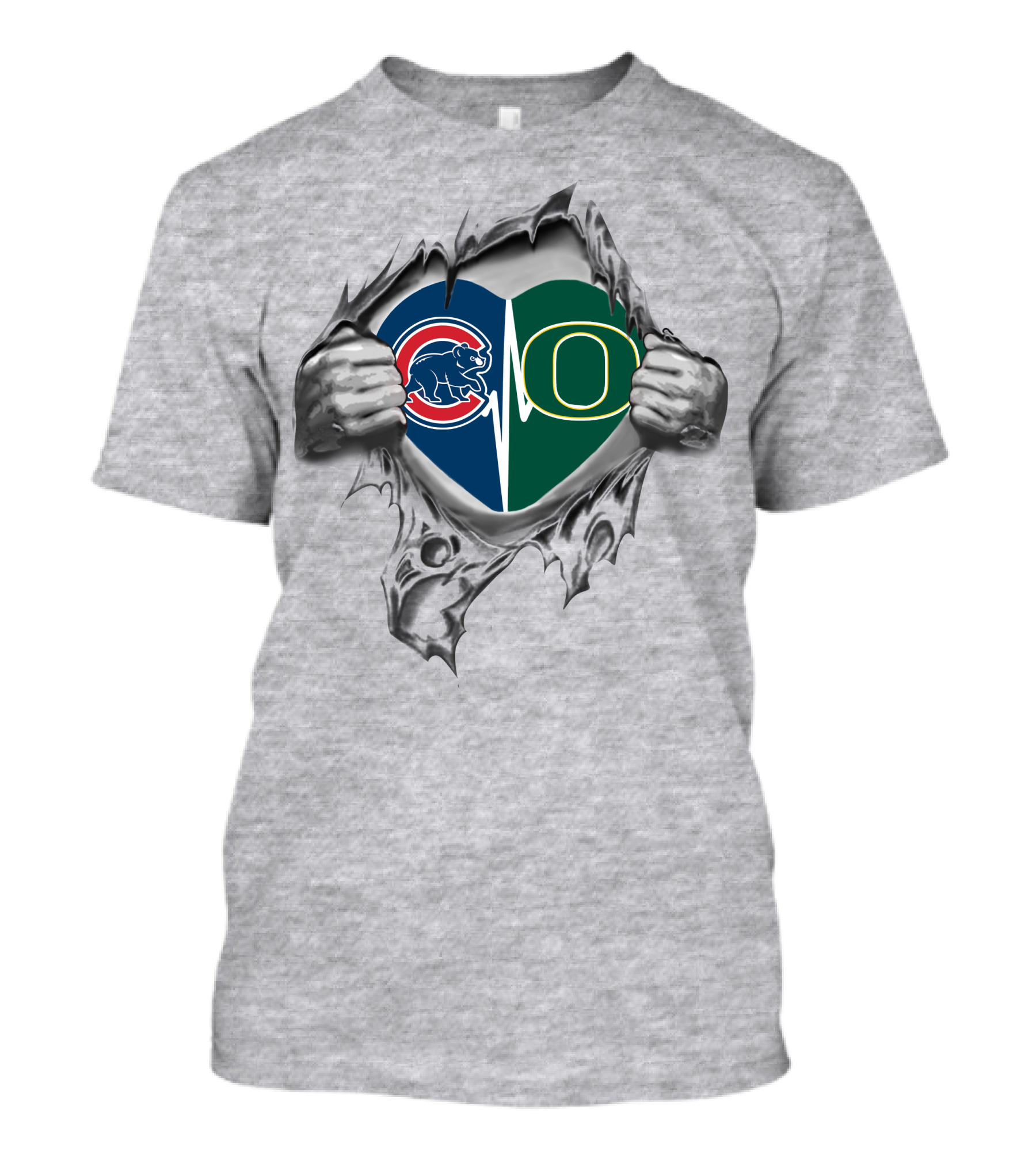 Cubs Ducks Heart Rip T-Shirt