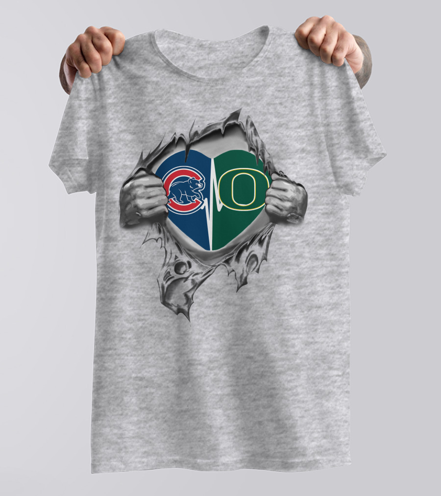 Cubs Ducks Heart Rip T-Shirt