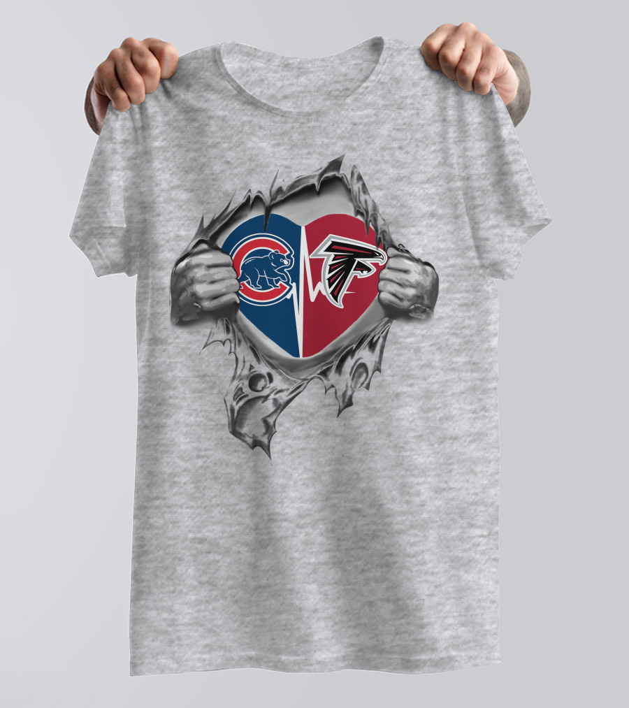Cubs Falcons Heart Torn Metal T-Shirt