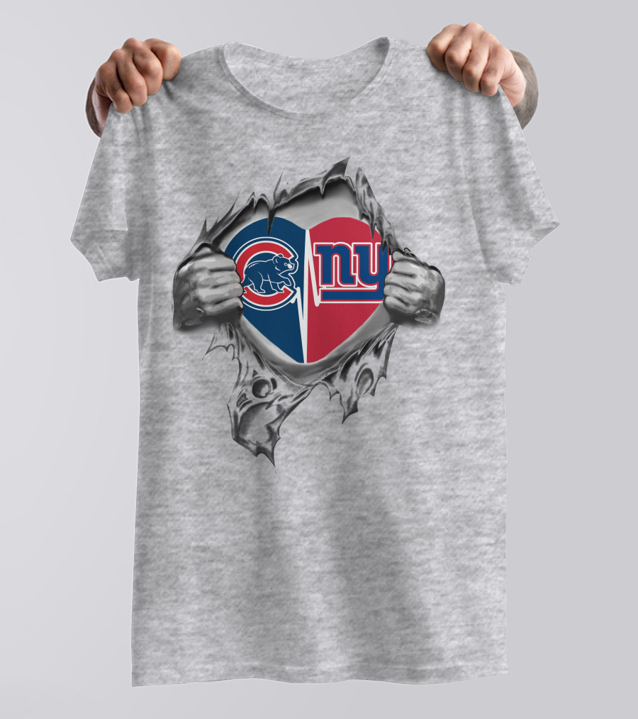 Cubs Giants Heart Dual Team Loyalty Tear Open T-Shirt