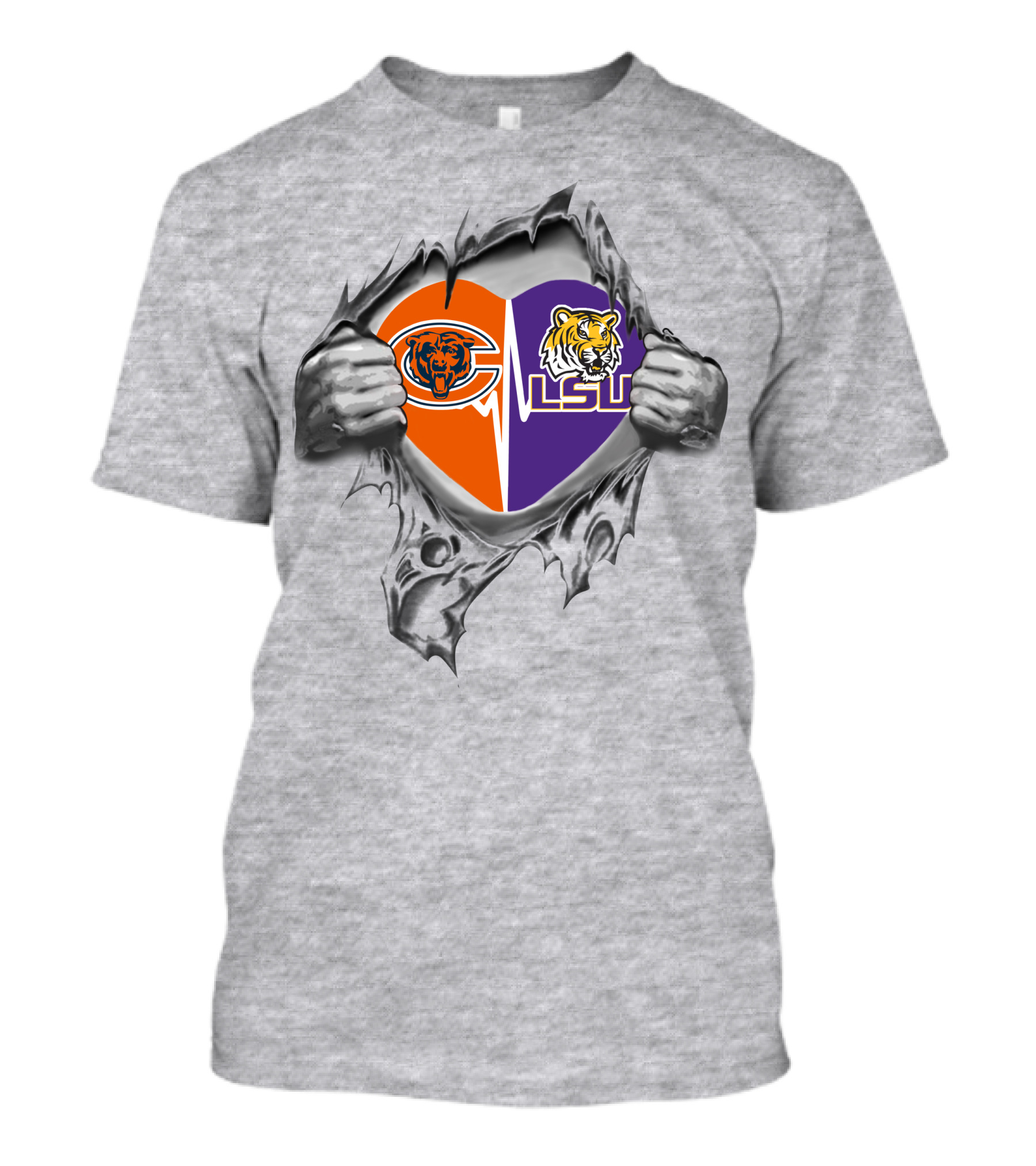 Bears LSU Heart Rip T-Shirt