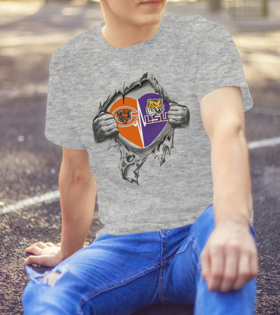Bears LSU Heart Rip T-Shirt