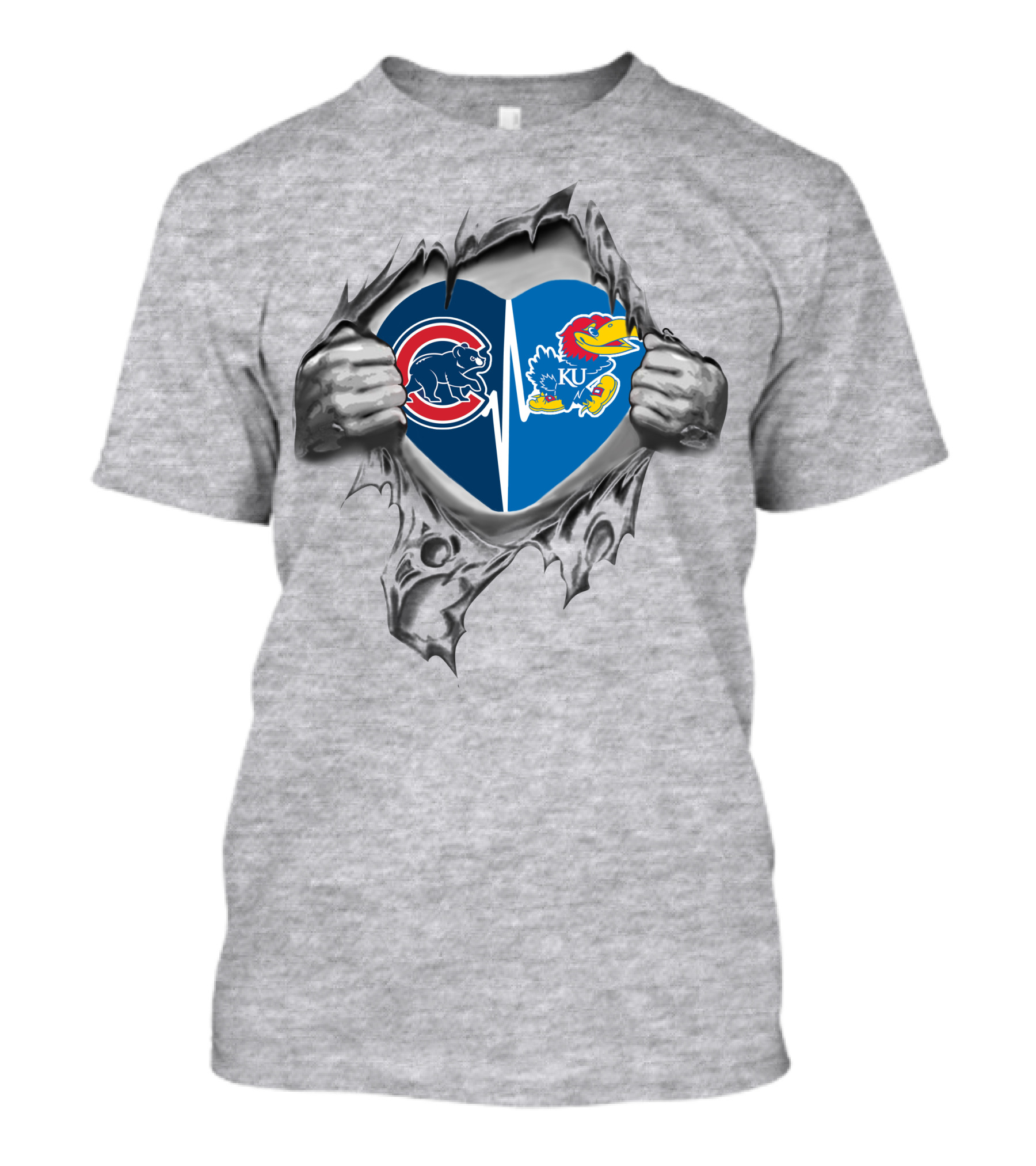 Cubs Kansas Jayhawks Heart T-Shirt