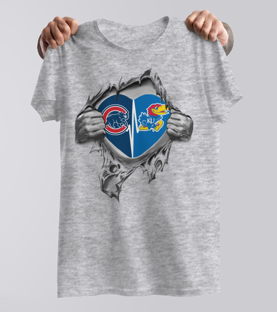 Cubs Kansas Jayhawks Heart T-Shirt