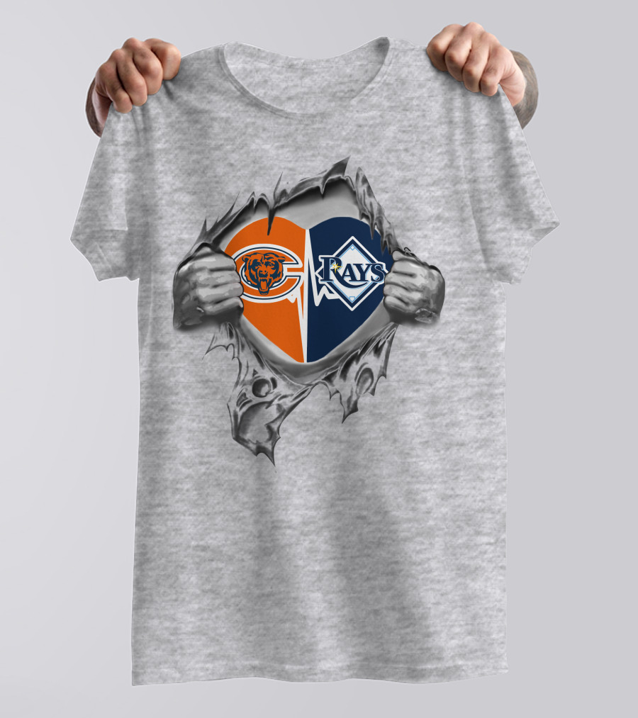 Bears Rays Heart Split Logos With Hands T-Shirt