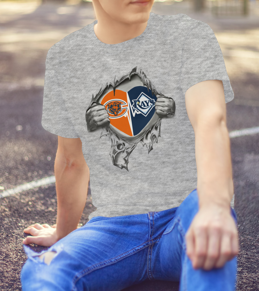 Bears Rays Heart Split Logos With Hands T-Shirt
