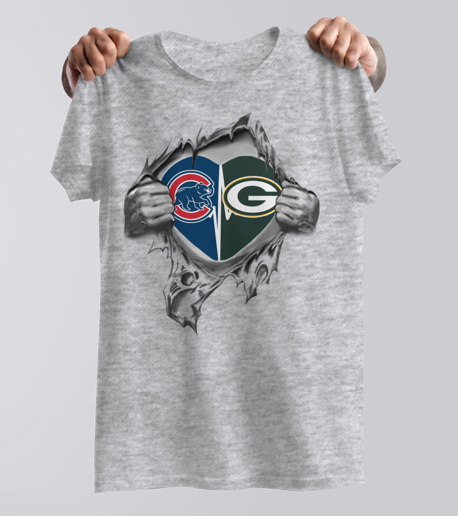 Cubs Packers Heart T-Shirt