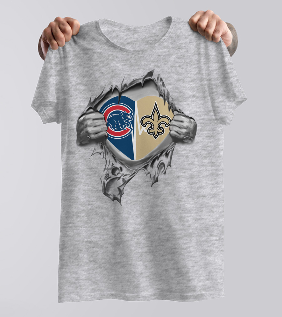 Cubs Saints Heart Logo Ripped T-Shirt