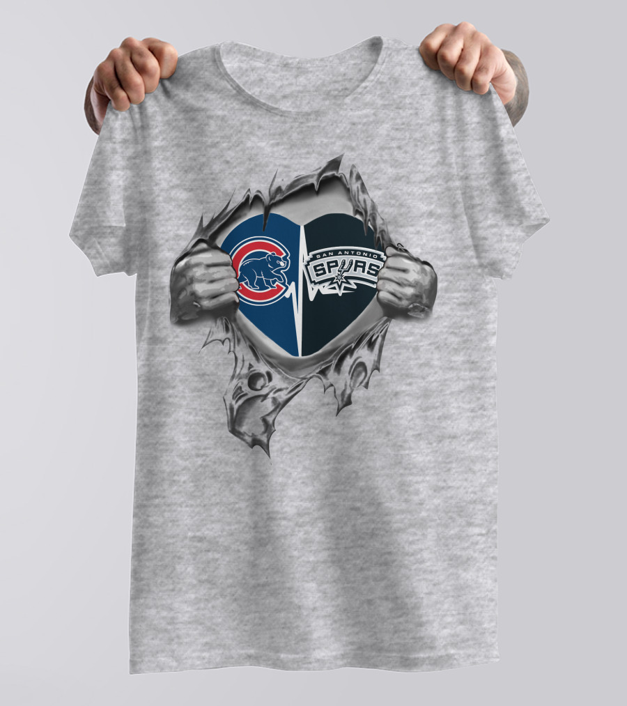 Chicago Cubs San Antonio Spurs Torn Heart Fusion T-Shirt