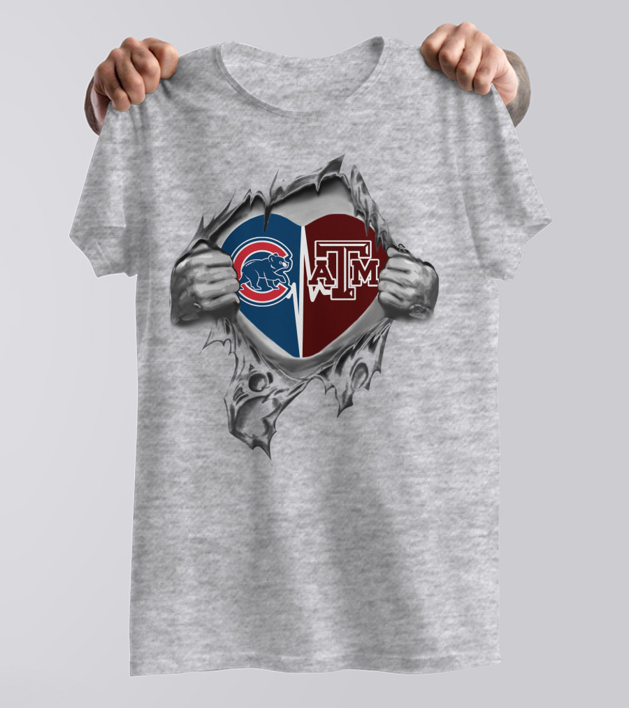 Chicago Cubs Texas A&M Aggies Heart T-Shirt