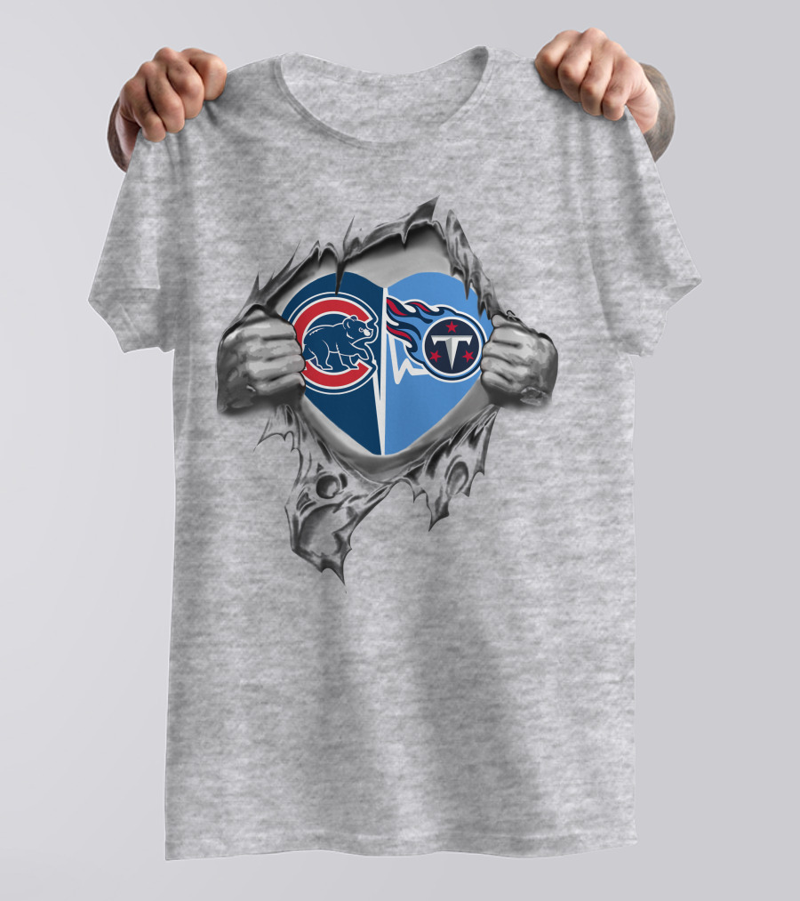 Cubs Titans Heart Logo Torn Fabric T-Shirt