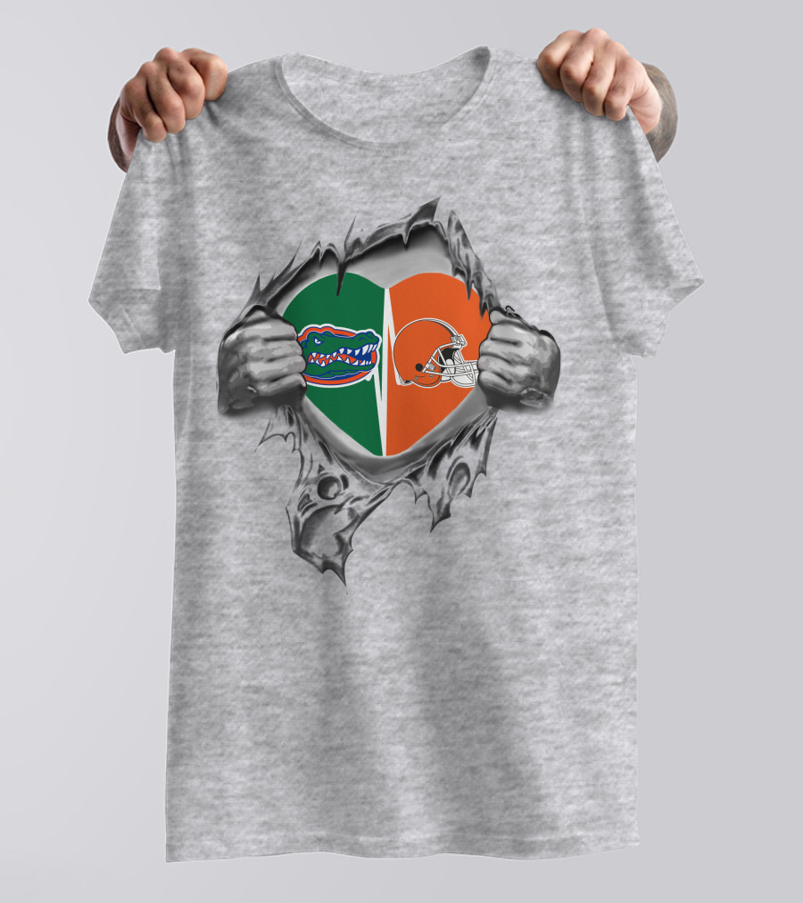 Cleveland Browns Florida Gators Heart Burst T-Shirt