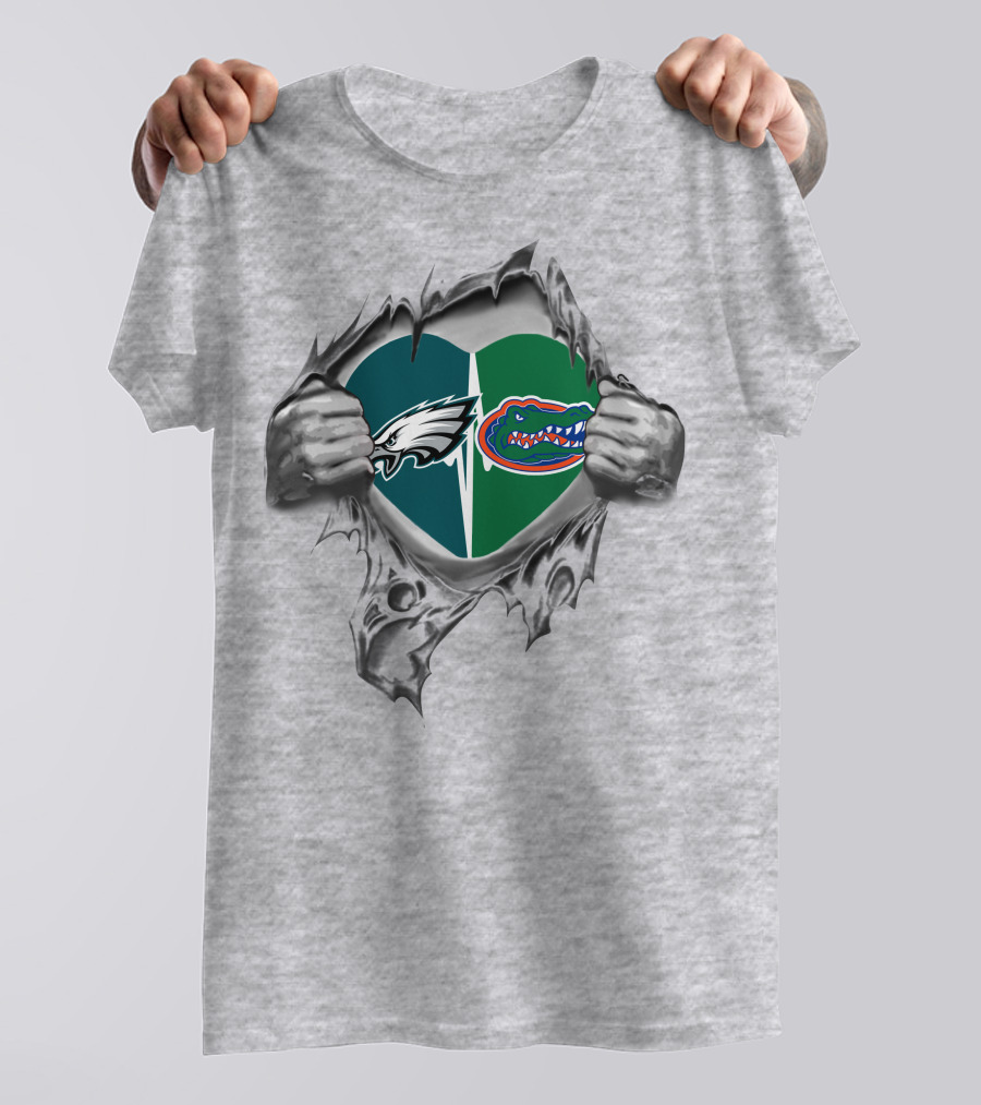 Philadelphia Eagles Florida Gators Heart T-Shirt