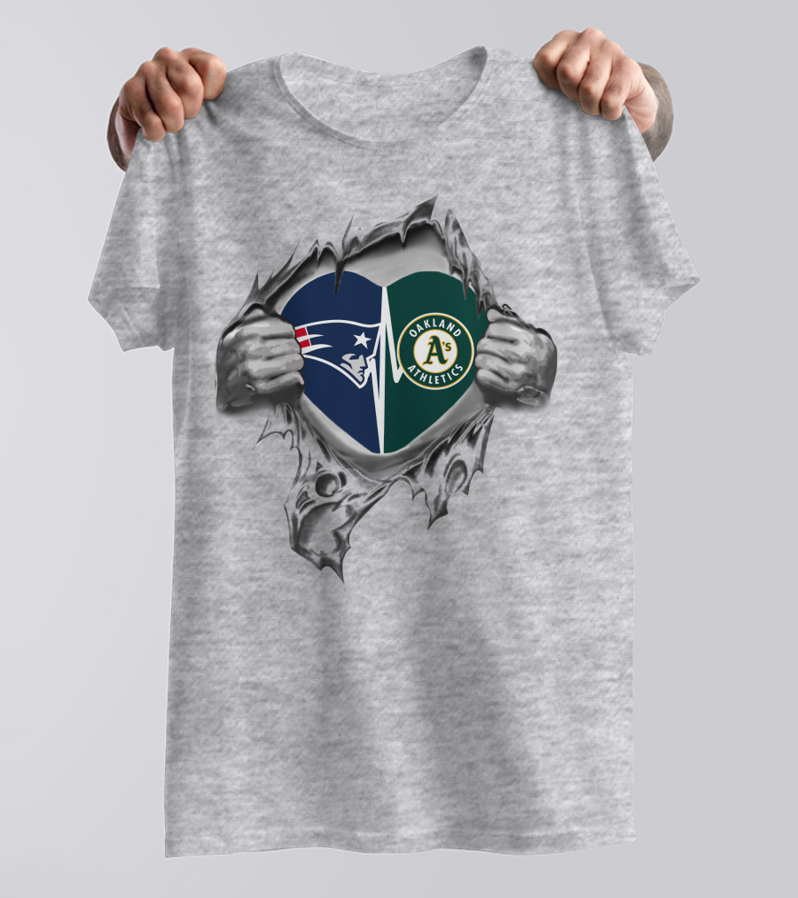 Patriots Oakland Athletics Heart Logo Burst T-Shirt
