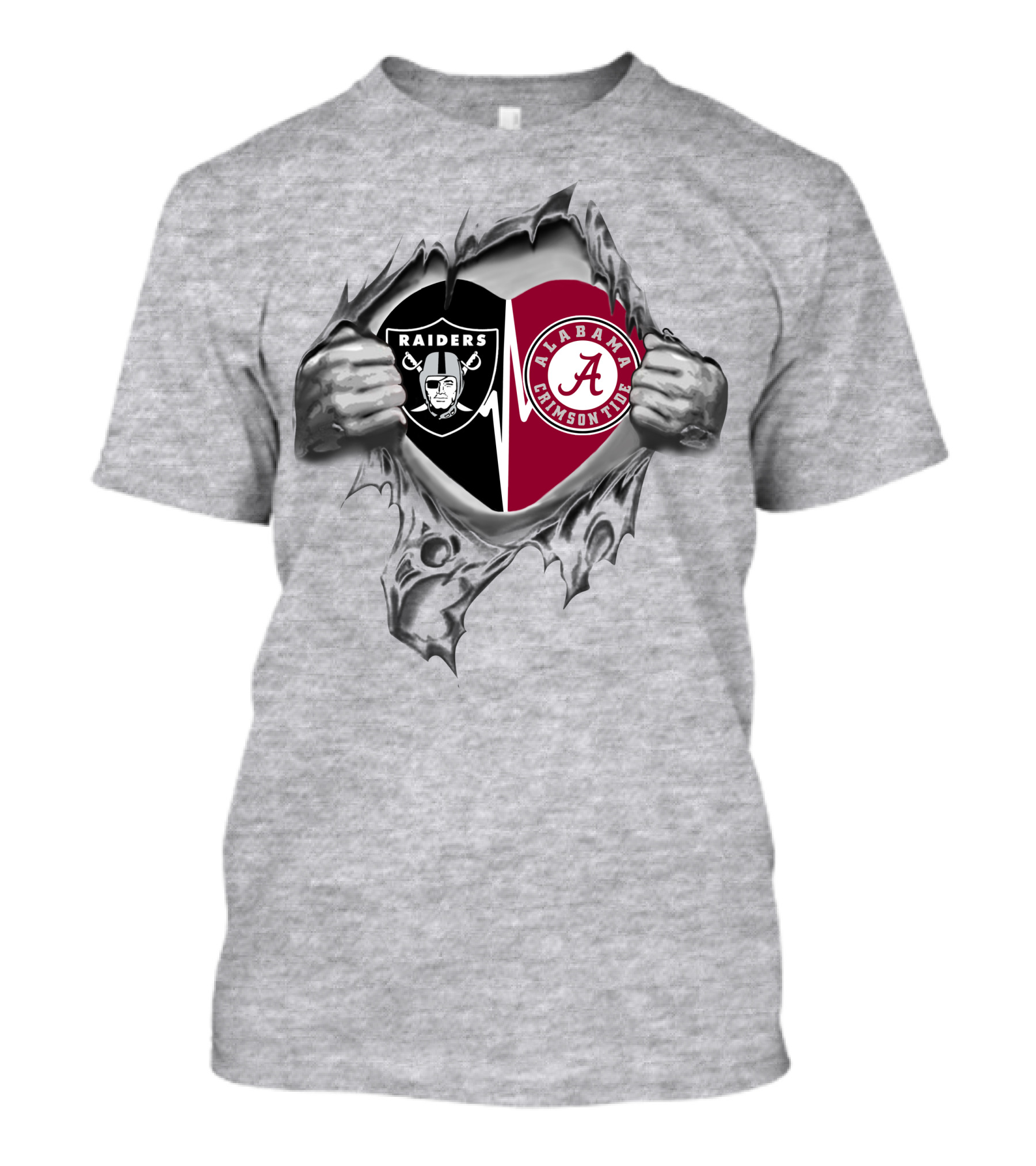 Raiders Alabama Crimson Tide Heart Torn Mesh T-Shirt