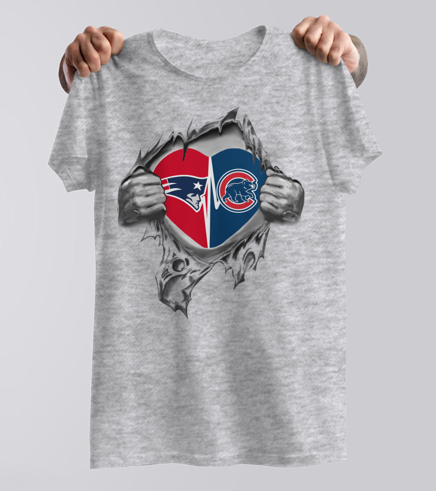 Patriots Cubs Heart Design Revealing Team Spirit T-Shirt