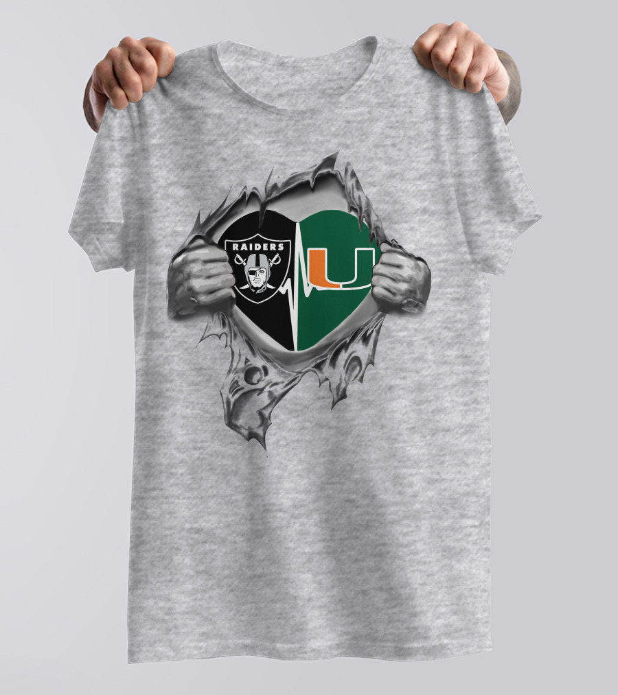 Raiders U Hurricanes Heartbeat Logo Fusion T-Shirt