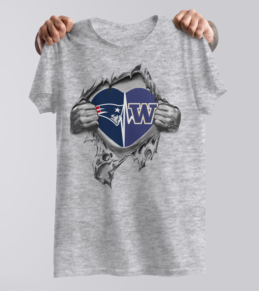 Patriots W Huskies Heart T-Shirt