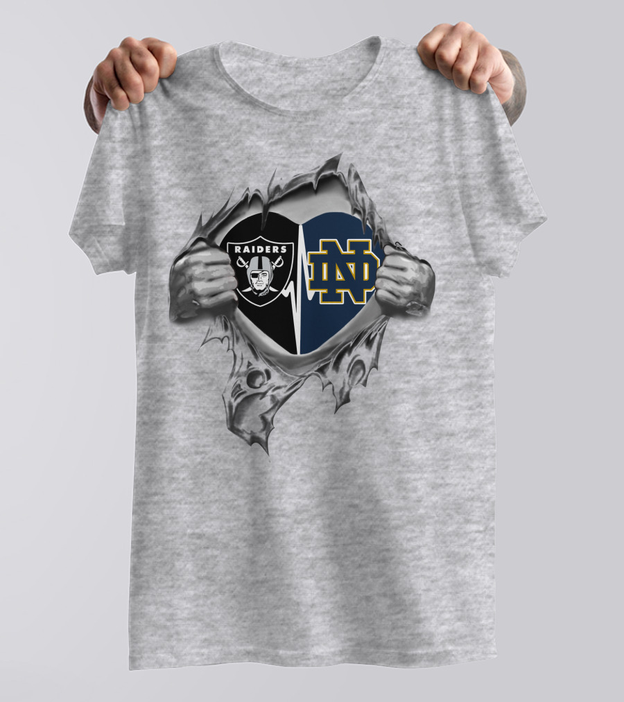Raiders Notre Dame Loyalty Fusion It's In My Heart T-Shirt