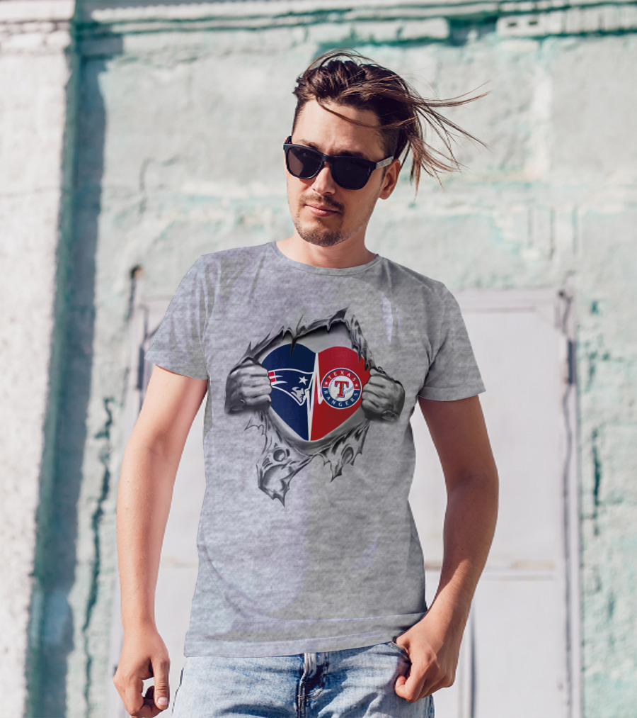 Patriots Texas Rangers Heart Peel T-Shirt