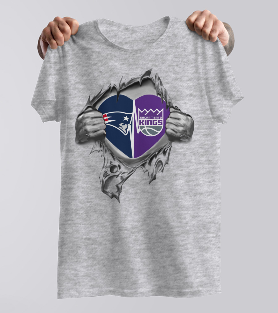 Patriots Sacramento Kings Heart Tear T-Shirt