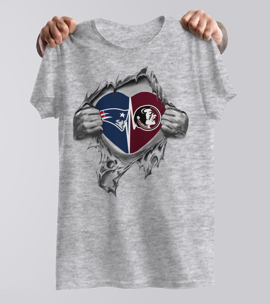 Patriots Seminoles Heart Torn Split Loyalty T-Shirt