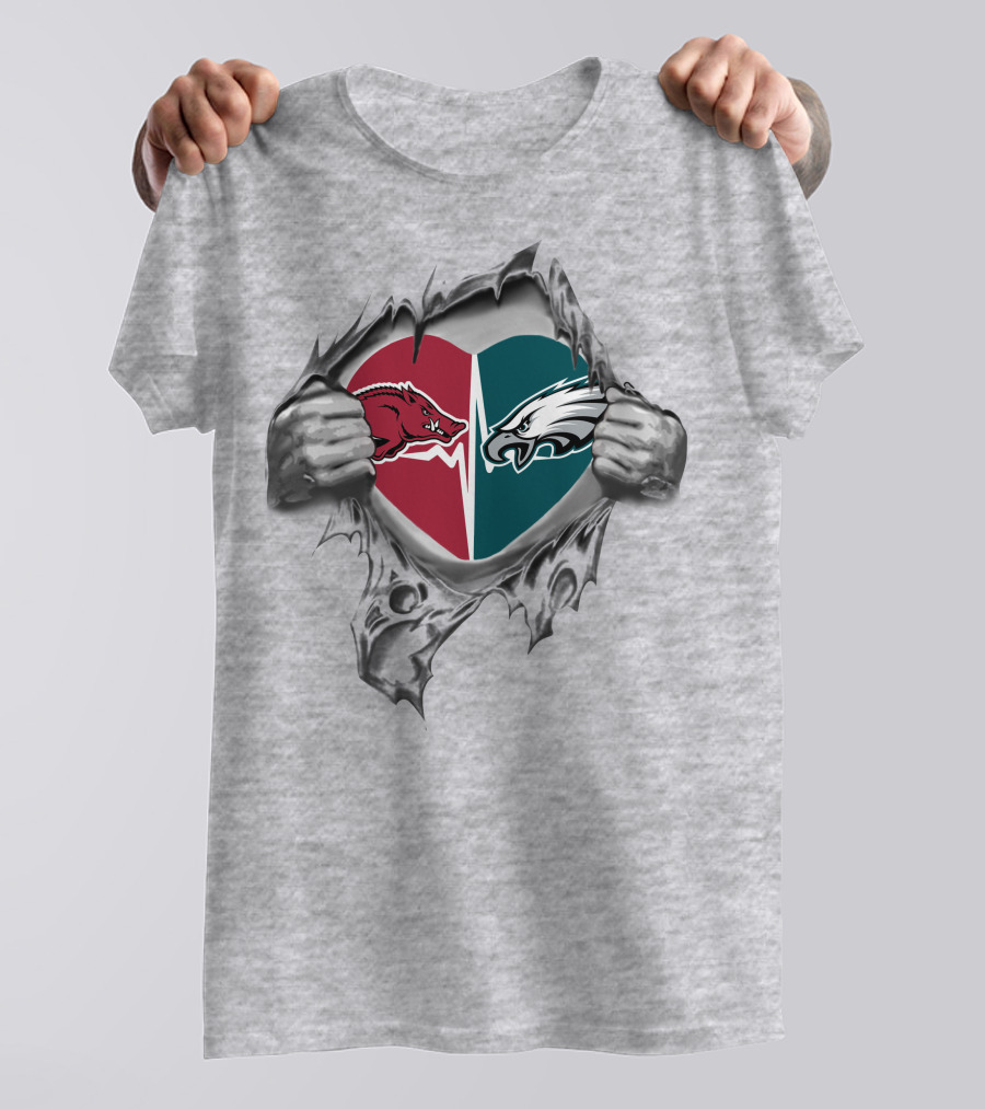 Eagles Arkansas Razorbacks Heart T-Shirt