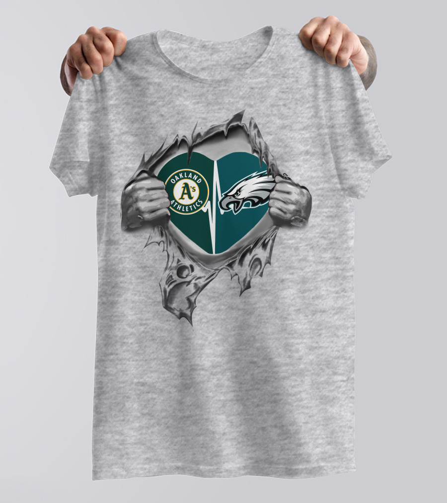 Eagles Athletics Oakland Athletics Heart Beat T-Shirt