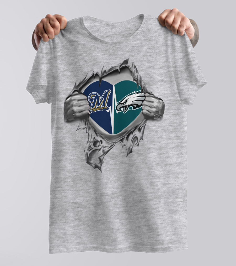 Eagles Brewers Heart Philadelphia Milwaukee Loyalty T-Shirt