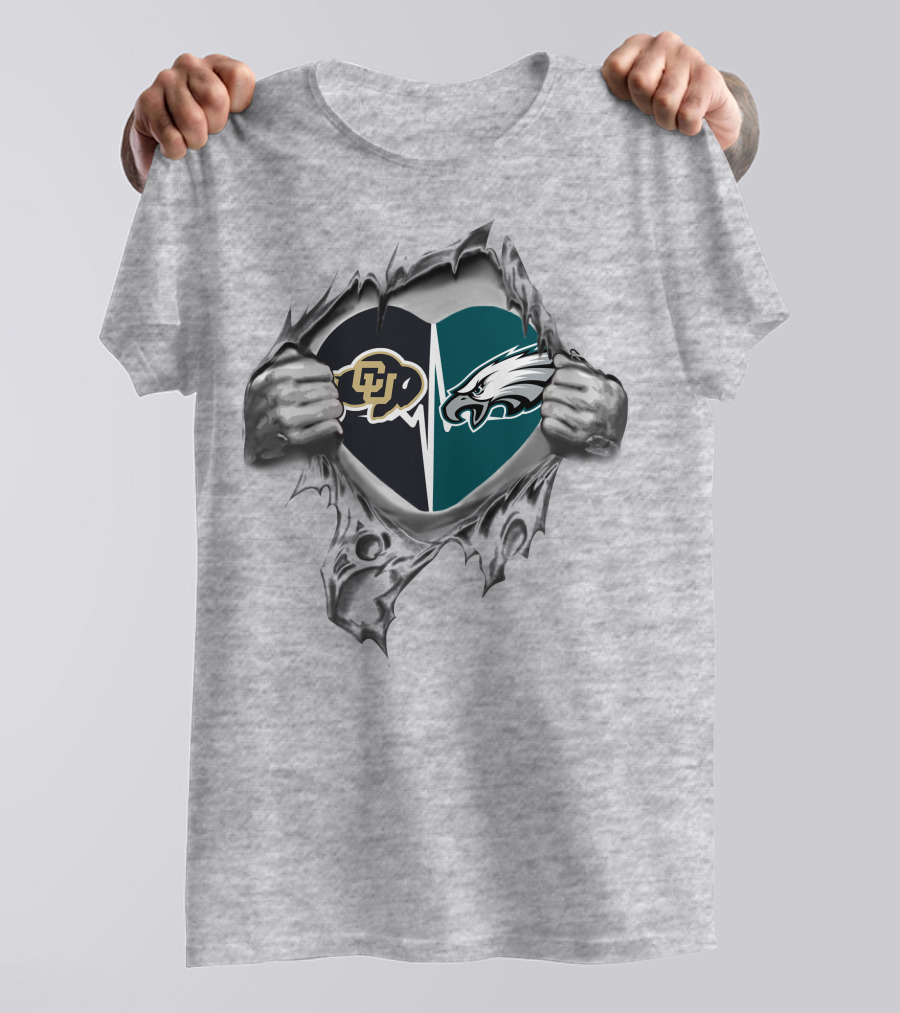 Eagles Buffaloes Heart Design Featuring Football T-Shirt